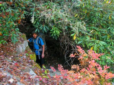 Tyler leads the way around the entrance pool 
