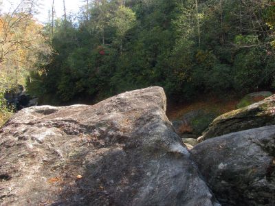 My first distant view of granny`s Kitchen Falls as seen from the upper end of the slot canyon 
