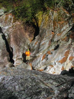 Badger at the top of the upper end of the slot canyon 
