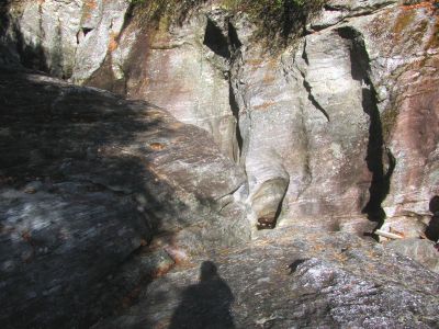 looking down into the slot from above 

