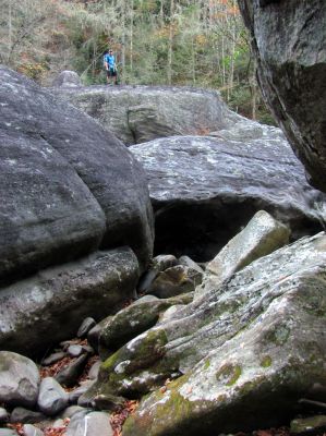 Tyler on top of Fish Face Rock 
