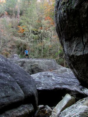 Tyler on top of Fish Face Rock 
