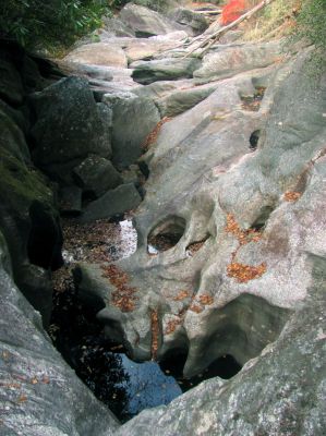 Finally, the view off the top of the blockage rock ! Looking down at the lower end of the slot canyon where we were earlier 
