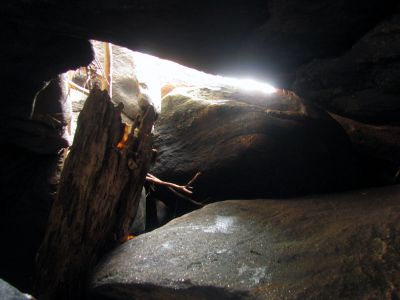 This is the tiny crack I used to exit the slot canyon. I had to lay flat on my back and  suck in my gut to squeeze thru if that tells you how tight it is. 
