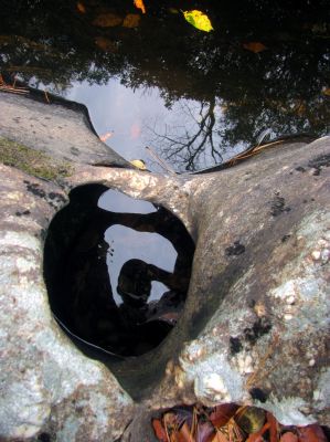 A pothole with my own reflection inside it 

