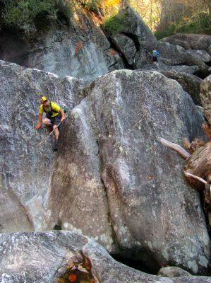 Tyler and John scaling the huge rocks adds scale to the enormity of this place 
