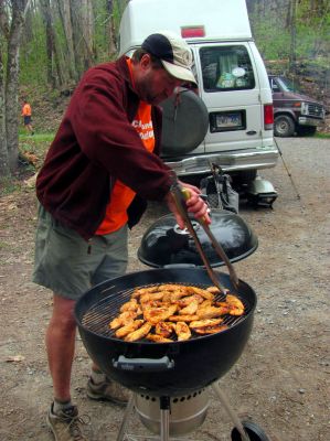 Greg (Sourdough) finishing off the chicken breasts 
