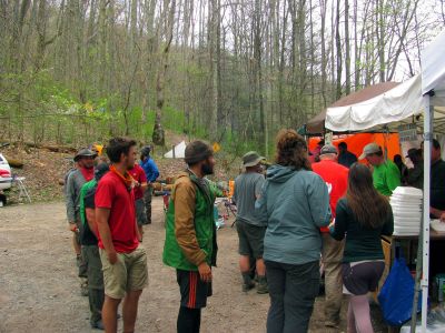 Lined up for Sat night chow 
