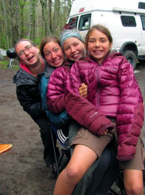 The four beautiful daughters of 'the family' of seven that are hiking the trail this year. Wonderful folks,,, 
