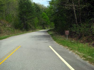 The road turns to gravel,,
