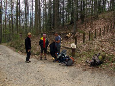 Hikers, happy to be at the gap. 
