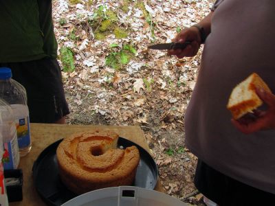 Angel Food cake. It`s not just for angels anymore ! I think it lasted a minute and a half and I hear it was delicious. 
