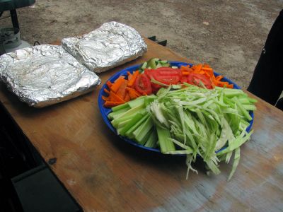 A small veggie tray for the vegetarians. We converted one this year. She ate a hot dog, loved it, then cried like a baby on her partners shoulder, then left. My job is done here, thank you, thank you very much. 
