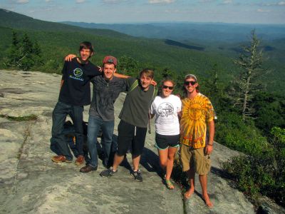 Jake, Aric, Amy, Holladay, and Andrew, students from Appalachian State, on Beacon Heights 
