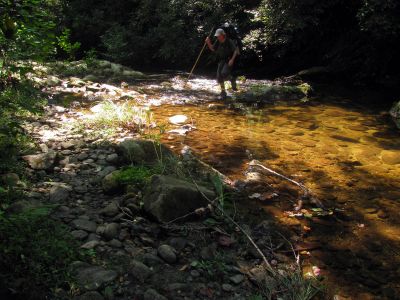 crossing N. Harper Creek early on day 4
