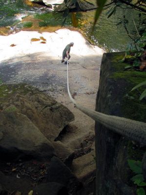 Bol'Dar on the rope at Harper Falls
