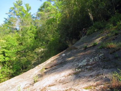Bol'Dar climbing up the rope at Harper Falls
