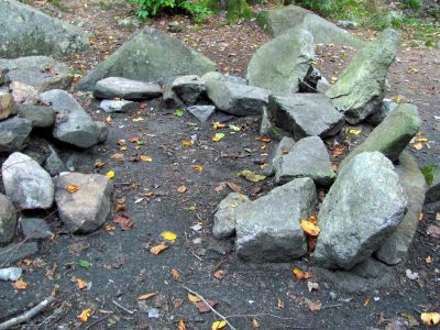 Flintstone furniture near our camp below Harper Falls 
