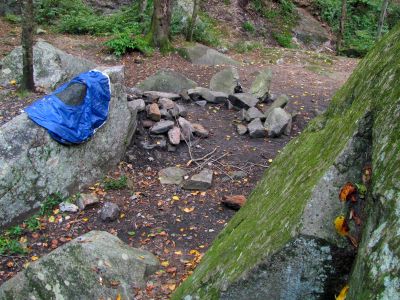 The Flintstone camp just below ours near Harper Falls
