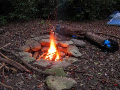 Fire beside Upper Creek on night 5
