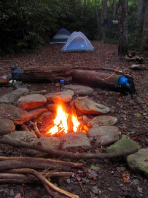 Fire beside Upper Creek on night 5
