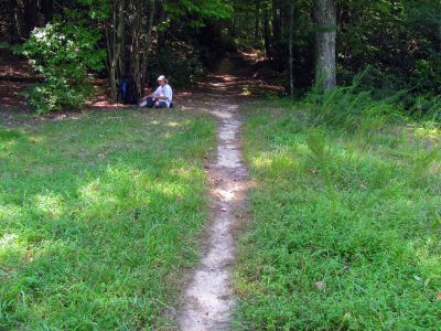 Bol'Dar relaxing at the field on top just before reaching NC highway 181
