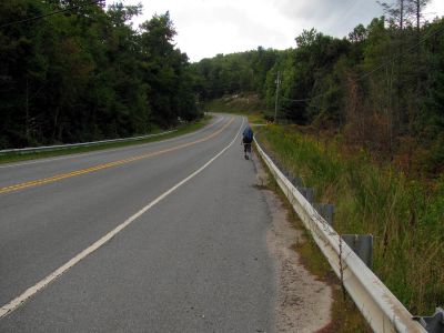Bol'Dar in high gear on approach to Upper Creek Acres where the car was parked
