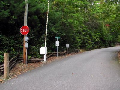 gate to Upper Creek Acres where the car was parked

