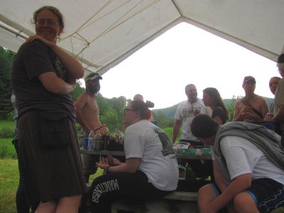 Birdie and other hikertrash Hangin' out under the canopy
