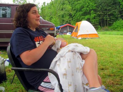 Fallon feeding the baby
