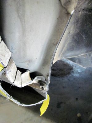 Pinch weld ground back significantly. Most people beat that over flat or cut it out and weld a flat piece back. Not needed in my case. any larger tire and I would have to. 
