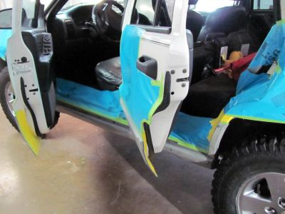 Taping it up to paint the trim black 
