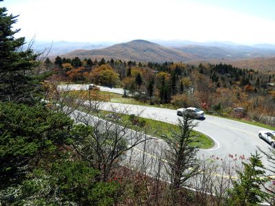 The Forrest Gump curve in the road that lead through the Grandfather Mountain State Park. Part of the running scenes in the movie was actually filmed here with Tom Hanks

