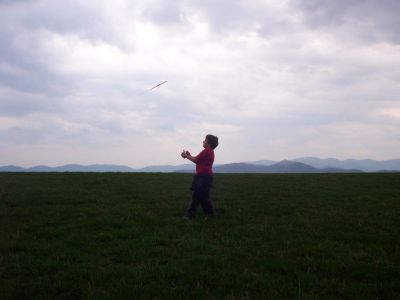 Tyler flying a kite on Max Patch  (4-2004)
