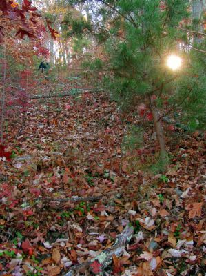 John Forbes  seen high above me as we hike towards the early morning sun on a very steep route to reach the high ridge above. 
