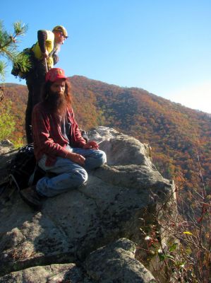 John and Larry sitting on the highest point of the Rhino Cliffs
