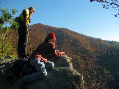 John and Larry sitting on the highest point of the Rhino Cliffs
