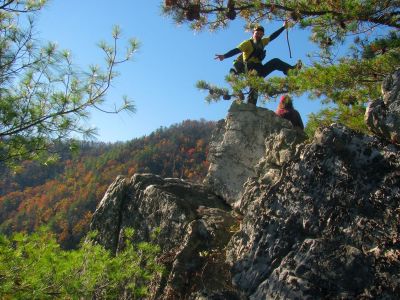 A happy gnome (John Forbes) gnome poses the top of the cliffs ! 

