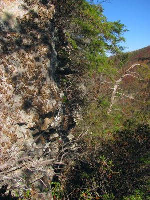 Once down the rope I can check out the cliffs to my right 
