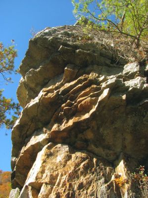 Looking up at the top of the Rhino Cliff
