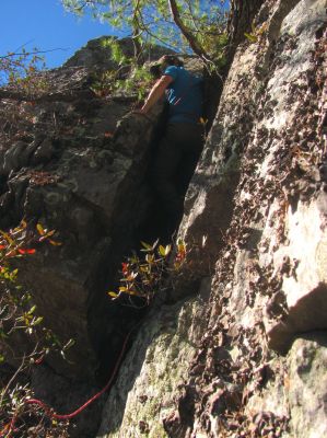 Tyler descends the crack 
