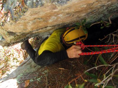 John pulling hard to gain some headway in this tight crack 
