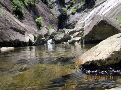 RAT deep into the gorge at the base of the South Harper Creek Falls - Taken 6-26-2012 (Photo By Dave Aldridge)
