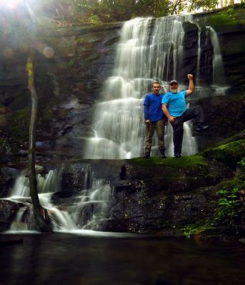 Tyler and I at a remote waterfall. 
