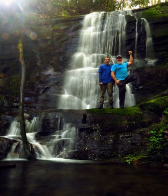 Tyler and I at a remote waterfall. 
