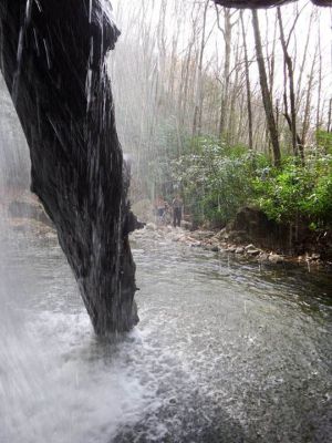 Photo by John Forbes looking out from behind the upper upper dick creek falls at RAT and Kenneth Woody  Taken 11-8-2014

