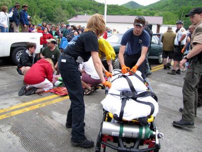 Car crashes hiker parade

