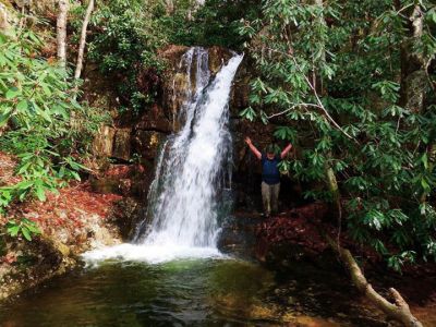 RAT at one of the upper upper falls on Dick Creek  Taken 11-8-2014 (Photo by John Forbes) 

