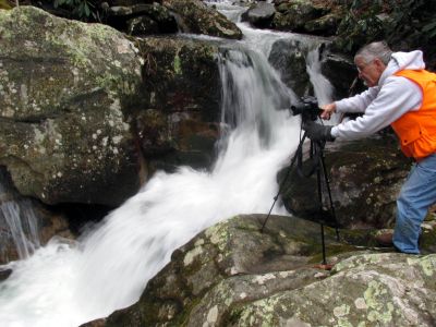Dave Aldridge photographing waterfalls on Devils Creek 12-10-2011

