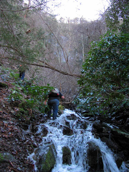 Climbing the creek to Buckeye Falls